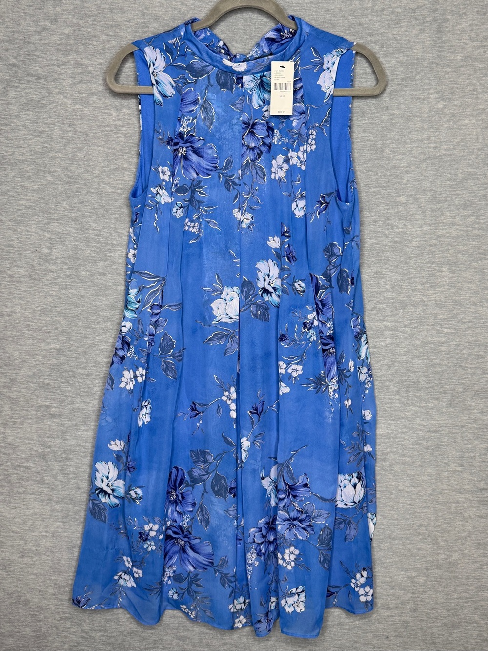 Lane Bryant Dress 10/12 Blue Floral Sleeveless Tie Neck Midi Dress NWT